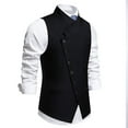 thumbnail image 3 of ZCFZJW Men's Suit Vest Formal Wedding Slim Fit Single-Breasted Sleeveless V-Neck Have Pockets Solid Dress Wedding Waistcoat Prom Tuxedo #02-Black XXL, 3 of 9