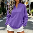 thumbnail image 2 of Vetsdori Henley Sweatshirts for Women Solid Color Winter Pullover Long Sleeve Casual Tops 1/4 Zipper,Comfy Womens Sweatshirts, 2 of 10