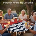 thumbnail image 3 of Round Outdoor Tablecloth with Umbrella Hole and Zipper, Black Chevron Tablecloth with Elastic Waterproof, Geometric Navy Blue White Sea Wavy Striped Patio Table Covers for 31" - 35" Pool Tables, 3 of 9