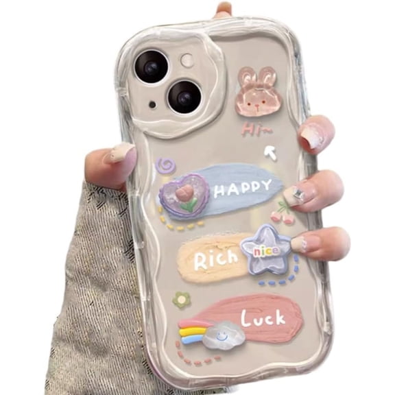 Compatible with iPhone Case,Cute Clear Cartoon Rabbit Bunny Transparent [No Yellowing],Camera Lens Protection Soft Shockproof Cover Phone Case (White,iPhone 11)