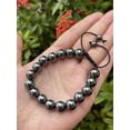 thumbnail image 3 of Hematite Gemstone Round Bead Adjustable Bracelet 10mm, Genuine Crystal Bead Bracelet, Gift for Men & Women (Hematite), 3 of 5