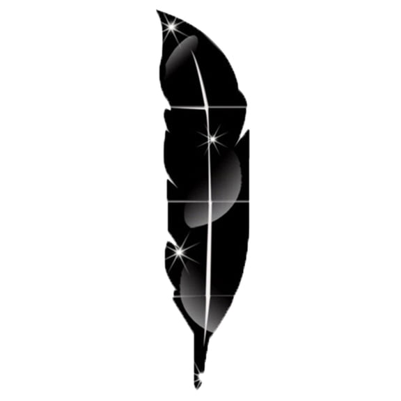 Usloyux Shaped Acrylic Mirror Feather Wall Decal for Bedroom Home Decor, 72x15cm Luxury Decorative Wall Sticker for Living Room Office, Reflective Wall Art for Home Style Upgrade