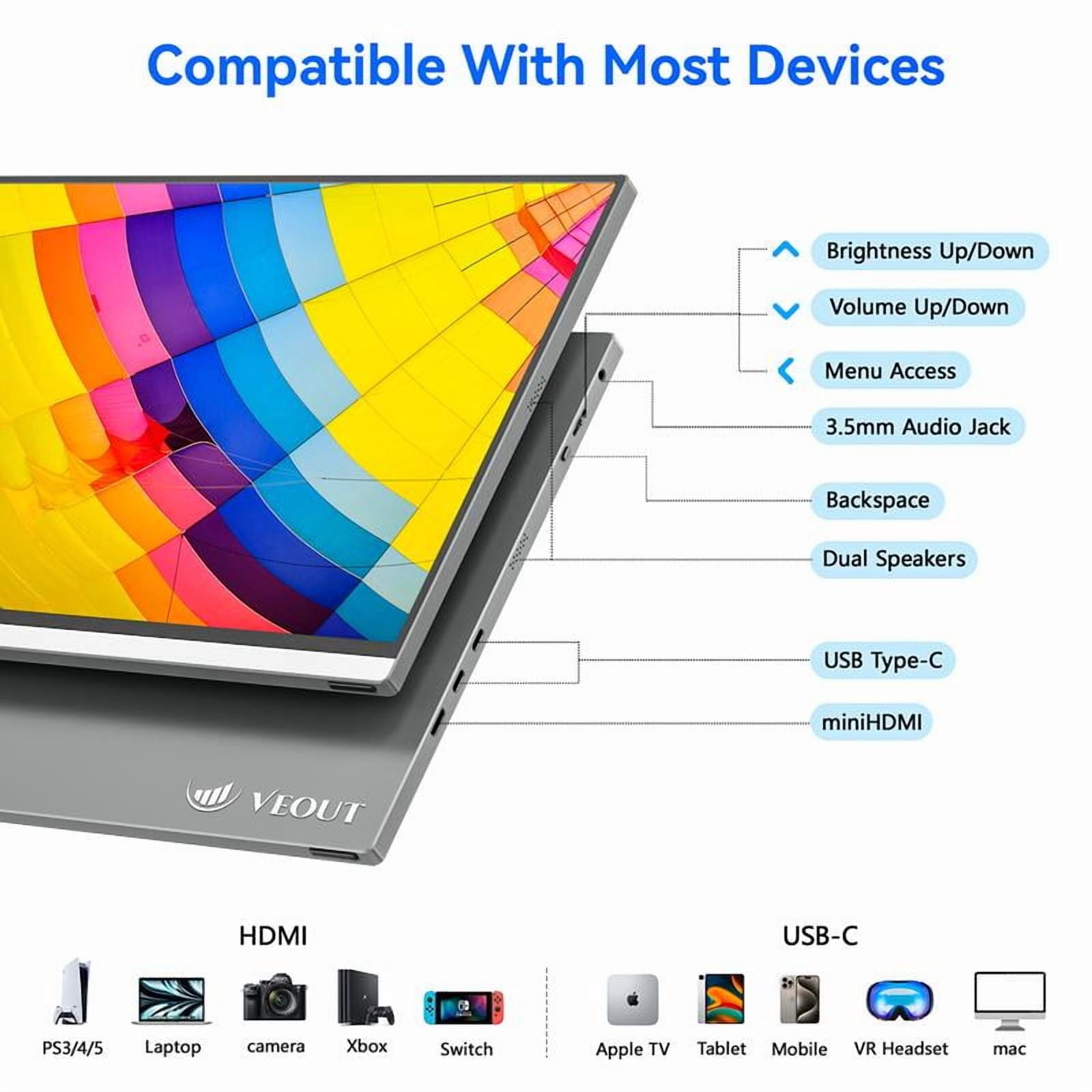 VEOUT 16" Gaming Portable Monitor Bundle - 2.5K 144HZ IPS, Wireless Peripherals, On-the-Go Multitasking