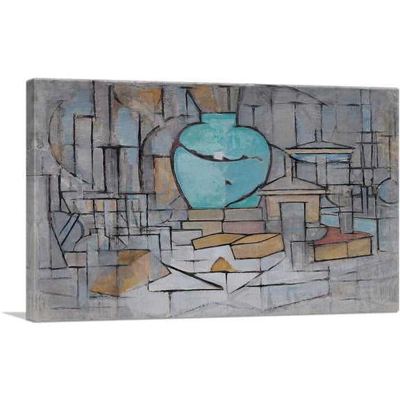ARTCANVAS Still Life with Gingerpot II 1911 Canvas Art Print by Piet Mondrian - Size: 26" x 18" (0.75" Deep)