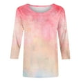 thumbnail image 4 of Busydd Womens Tops Fashion Tie Dye Blouses Casual Loose Round Neck T-Shirts 3/4 Length Sleeve Shirts Going Out Tops for Women, 4 of 5