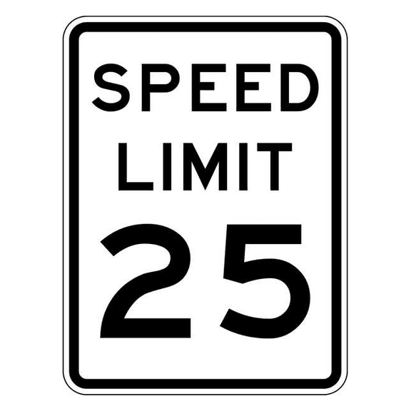Lyle Speed Limit 25 Traffic Sign,24" x 18" R2-1-25-18HA