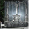 thumbnail image 4 of Ambesonne Gothic Shower Curtain, Roman Style Stone Altar, 69"Wx70"L, Blue Grey, 4 of 5