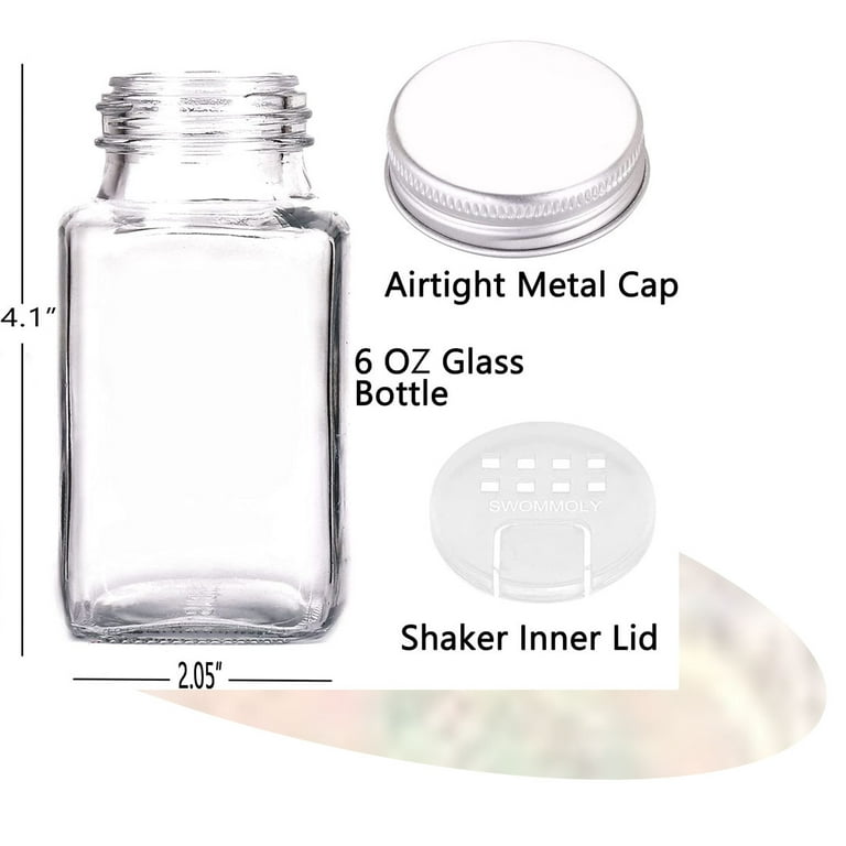 Square Glass Spice Jars - 6 oz Spice Jars