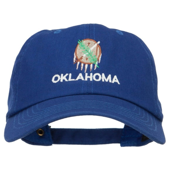 Oklahoma State Flag Embroidered Unstructured Washed Cap - Royal OSFM
