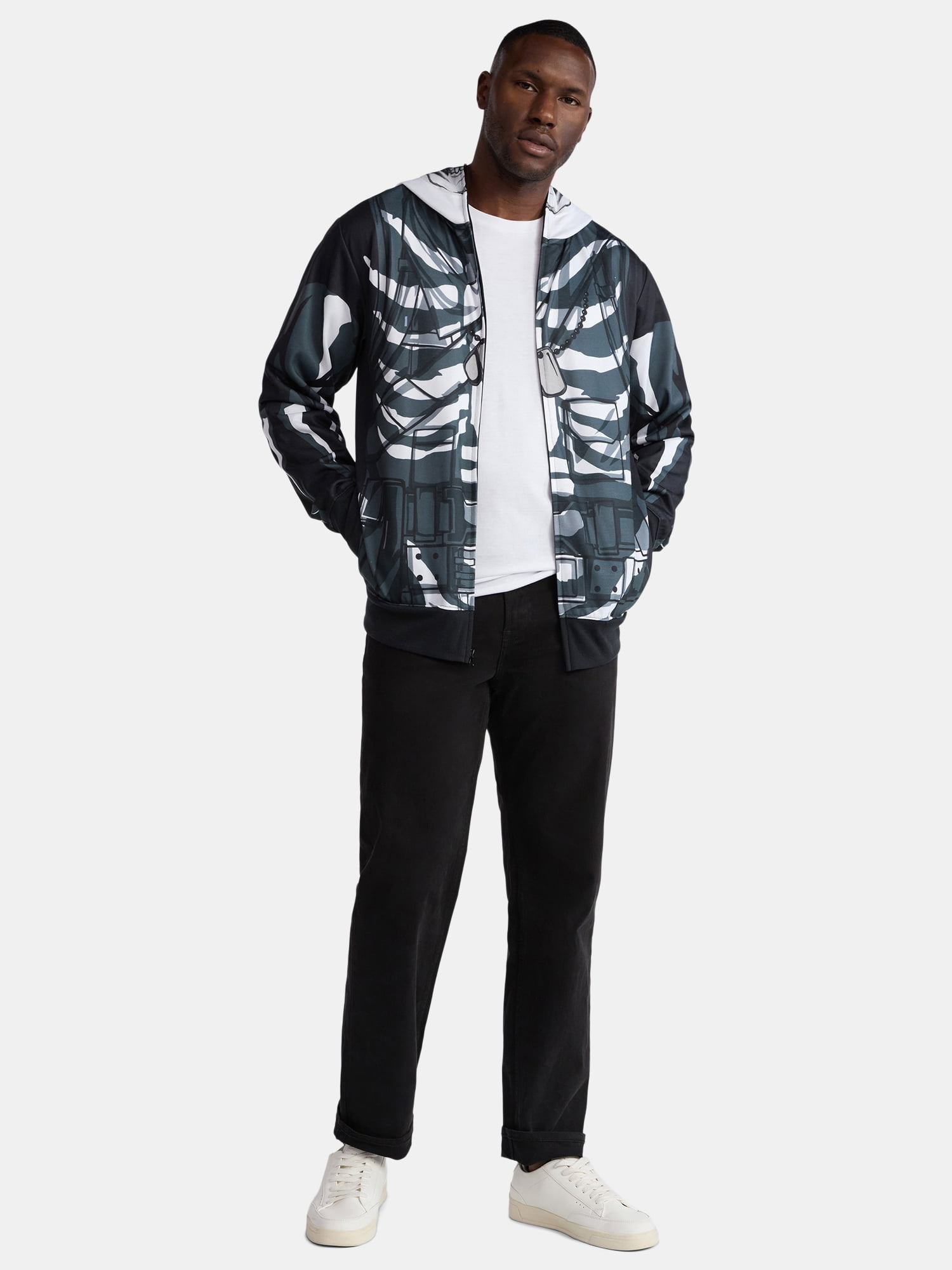 Fortnite, Men's & Big Men's Halloween Cosplay Hoodie, Skull Trooper, Sizes S-3XL