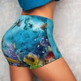 thumbnail image 4 of Haiem Corals and Tropical Fish No Front Seam Biker Shorts for Women Yoga Workout Gym Bike Shorts with Tummy Control Moisture-Wicking-Medium, 4 of 9