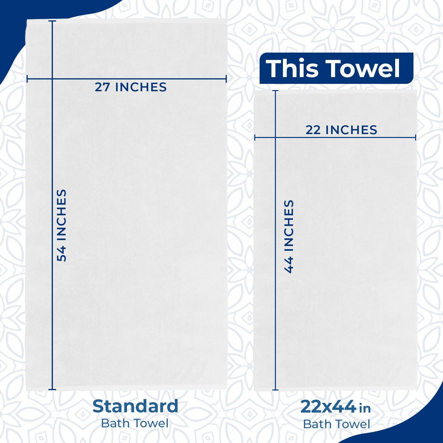 Dan River Bath Towel 6 pack 22x44 in Ultra Soft Quick Drying Cotton Towel - White