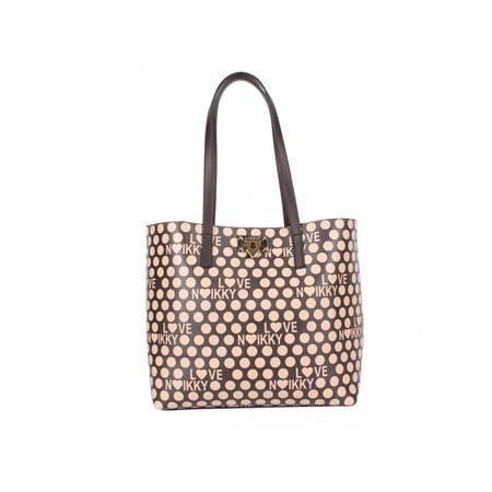 Fashion Polka Dot Tote - Fashion Polka Dot Design, Brown Large Women Tote Bag