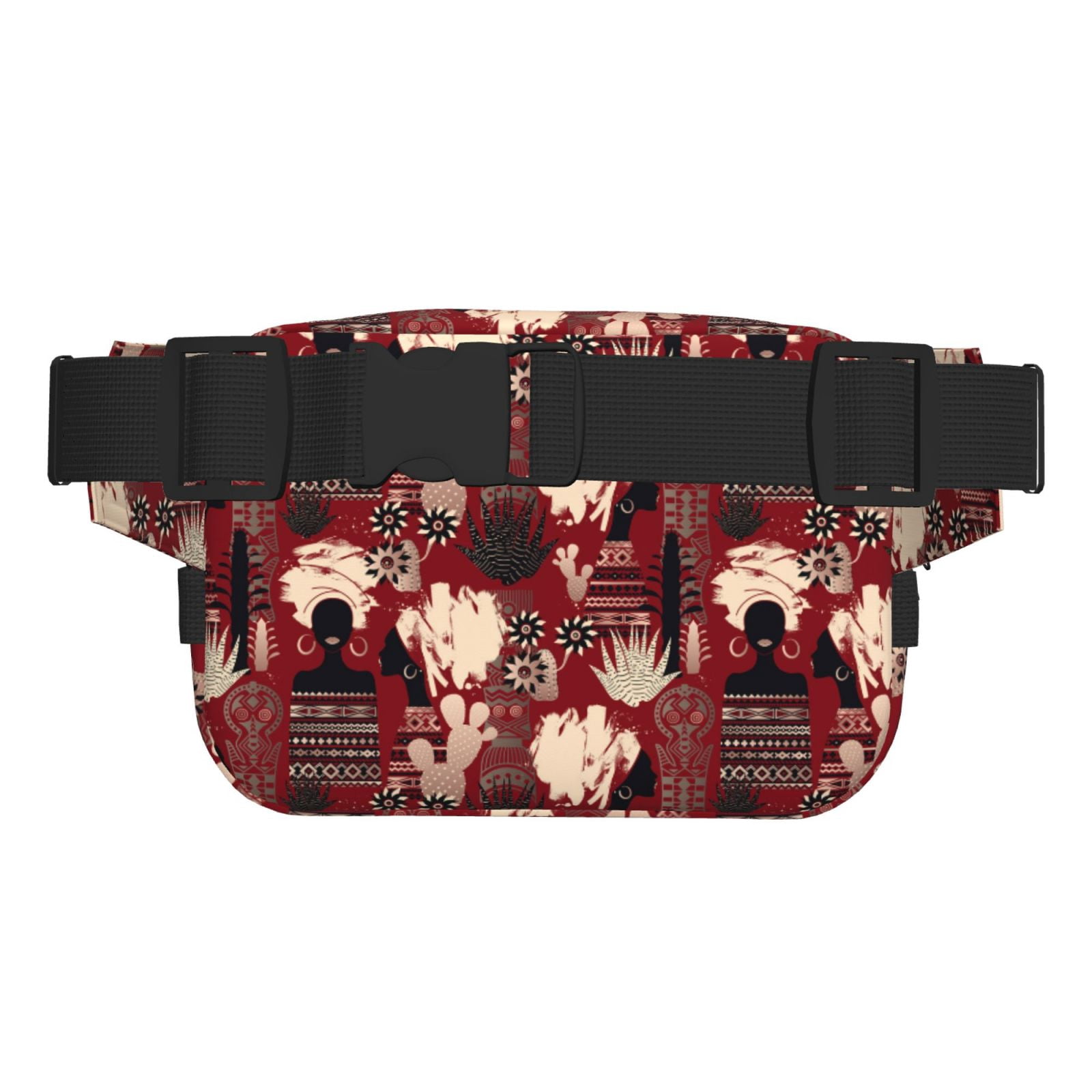 Picia African Women A Print Square Double-Layer Waist Bag Mini Adjustable Waist Belt Bag Exercise Running Travel Hiking