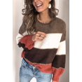 thumbnail image 3 of Pulls Décontractés Manches Longues Col Rond Couleur Patchwork Pull en Tricot Tops, 3 of 7