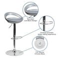thumbnail image 4 of Flash Furniture Dash Contemporary Silver Plastic Adjustable Height Barstool with Rounded Cutout Back and Chrome Base, 4 of 11