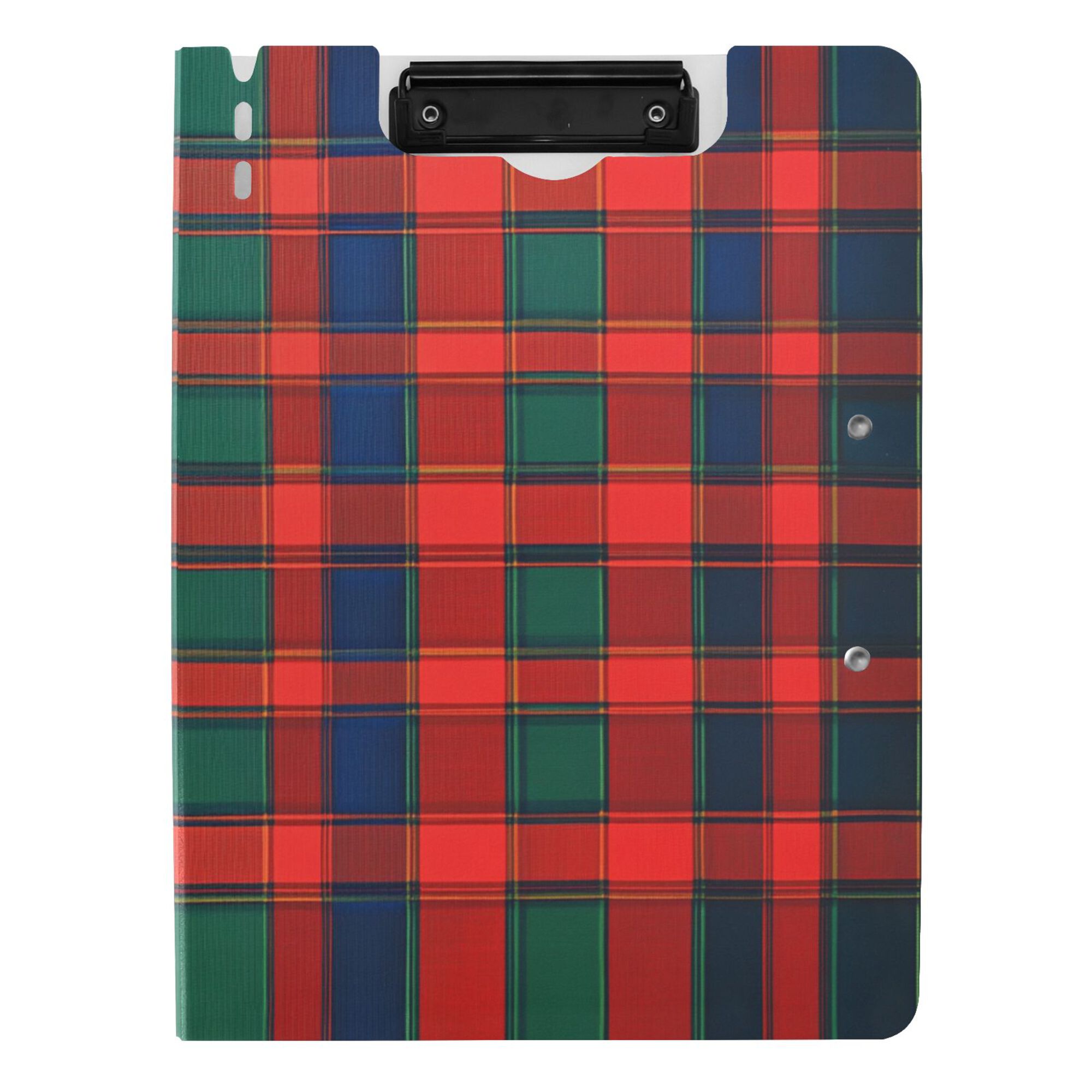 FORMRS A4 Clipboard Folder with Pen Holder Horizontal Foldable School Office Binder, Red and Blue Pattern