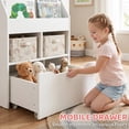 thumbnail image 6 of HOMCOM Kids Bookcase Multi-Shelf Rack Organizer with Storage Drawer for Books for Playroom, White, 6 of 10
