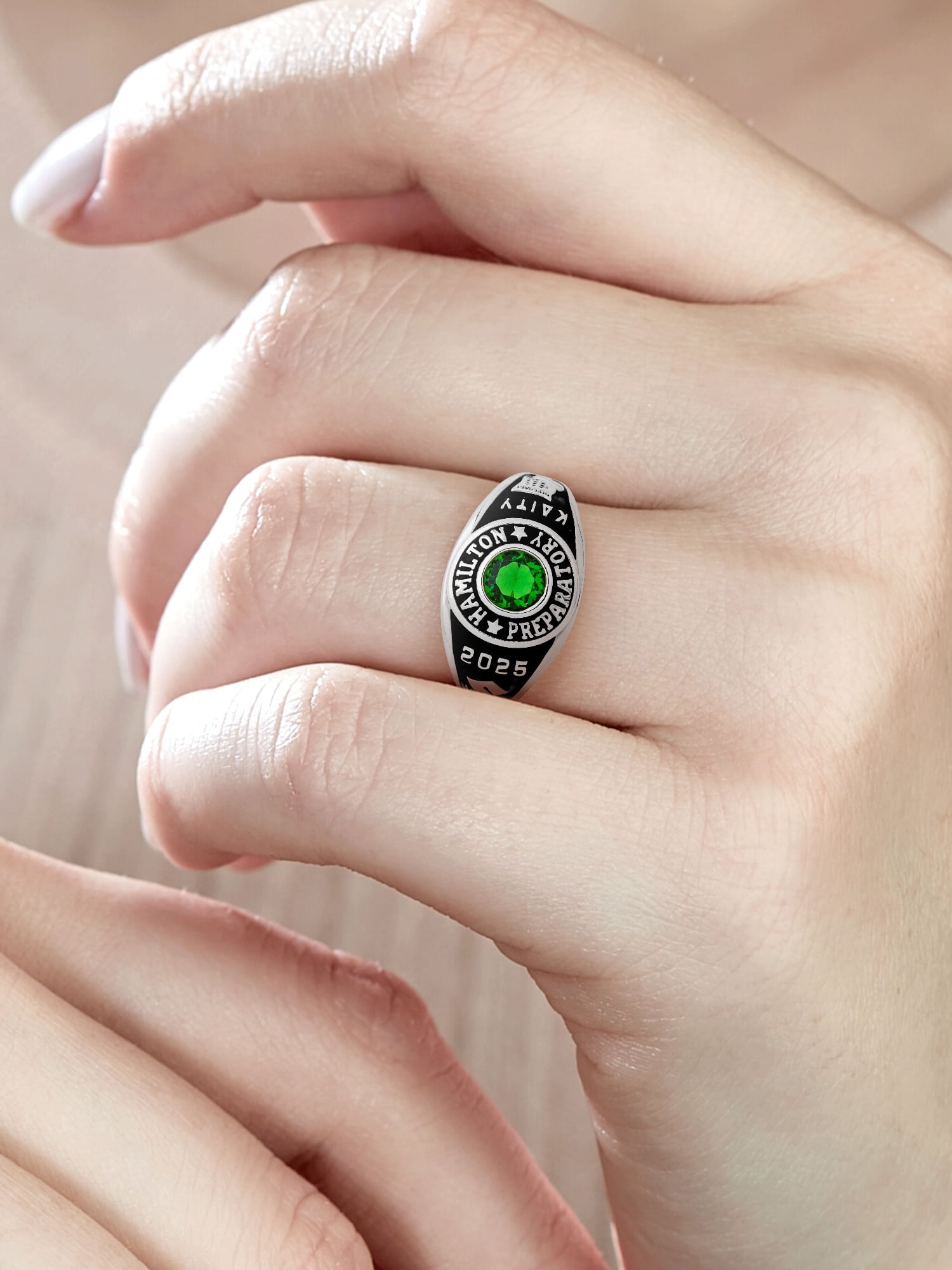 Order Now for 2025 Graduation, Freestyle Women's Round Birthstone Class Ring, Personalized, High School or College
