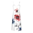 thumbnail image 4 of UPPADA Womens V Neck Plus Size Dress Floral Print Boho Sundress Casual Spaghetti Strap Maxi Dress Sleeveless Flowy Beach Dress White,XL, 4 of 5