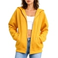 thumbnail image 3 of Women's Full Zip Hoodie Drop Shoulder Long Sleeve Oversized Sweatshirt with Pockets Casual Outerwear, 3 of 8