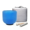TOPFUND Blue G Note Crystal Singing Bowl Throat Chakra 8 inch with Sponge Padded Bundle Bag and Singing Bowl Rubber Mallet and Suede Striker for Sound Healing Meditation
