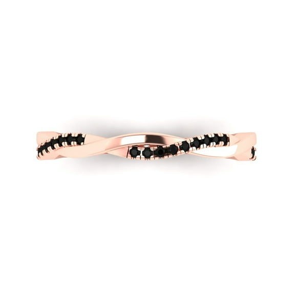 0.16 ctw Wedding Band for Women - 14K Rose Gold Natural Onyx Stackable Eternity Ring