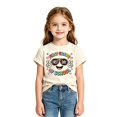 thumbnail image 2 of Girls Crew Neck Printed Short Sleeve T-shirt for Back to School,Comfortable Casual Kids Tops,Matches Pants and Skirts, 2 of 3