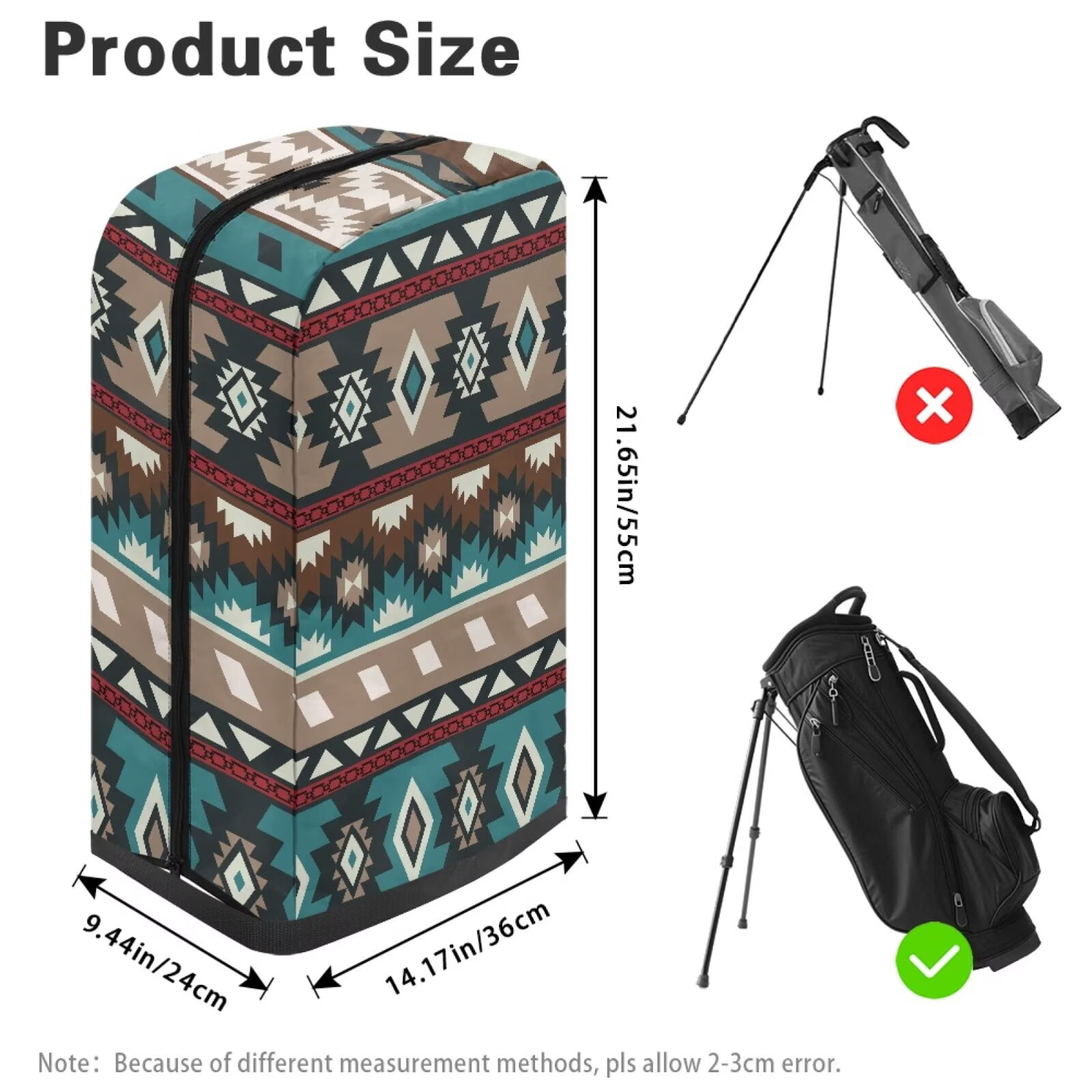 Chririnla Aztec African Tribal Golf Bag Rain Cover Dust & Sun Protection Umbrella for Clubs with Snap Button Universal Fit for Most Club Bags, Stand Bags, Cart Bags & Tour Bags