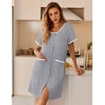 thumbnail image 2 of Ekouaer Nightgowns for Women Bamboo Viscose Button Down Sleep Shirts Short Sleeve Nightshirts House Dress with Pockets, 2 of 6
