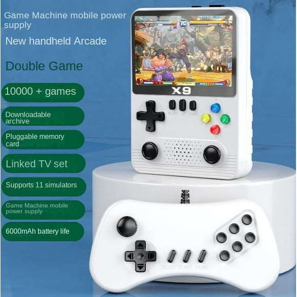 X9 Joystick PSP Handheld Game Console 32G Nostalgia NES Arcade Mini Rechargeable GBA Game Console Handheld-White-Single Player Version