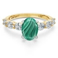 thumbnail image 3 of Gem Stone King 14K Two Tone Gold Green Malachite and Lab Grown Diamond Engagement Ring for Women | 3.40 Cttw | Oval 9X7MM | Gemstone Birthstone | Size 7, 3 of 6