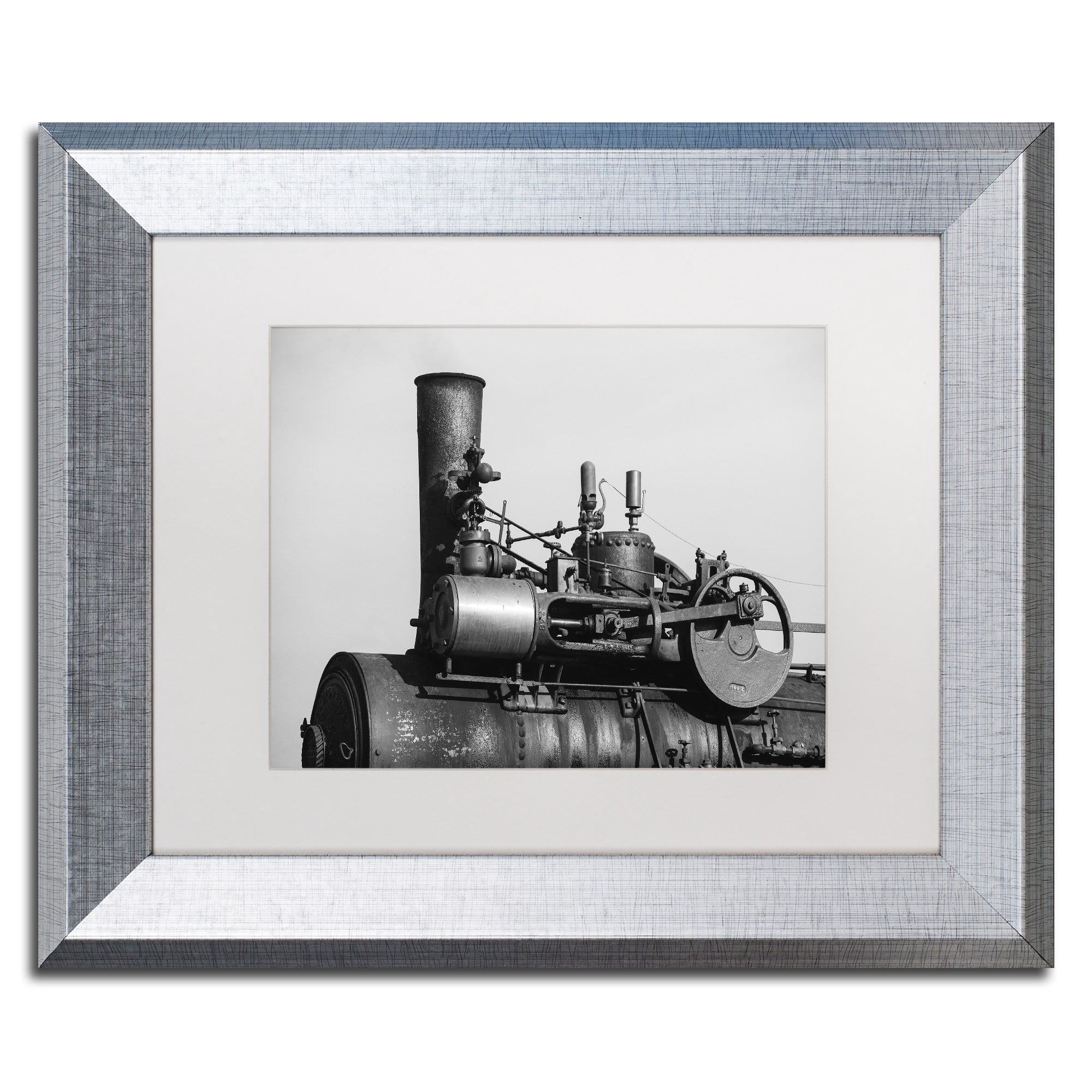 Trademark Fine Art "Steam Engine" Canvas Art by Jason Shaffer, White Matte, Silver Frame