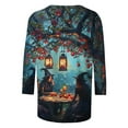 thumbnail image 5 of Kilaqueen Cute Funny Halloween Shirts for Women Plus Size 3/4 Length Sleeve Crew Neck Womens Tops Vintage Festival Witch Graphic Tunic Tops, 5 of 5