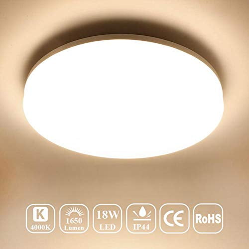 Airand 4000k Ceiling Lights Led Flush Mount 18w Ceiling Lamps 9 5 Inch Flush Ceiling Light Fixture For Kitchen Bathroom Hallway Stairwell 1650 Lumens Waterproof Ip44 80ra Bright White Walmart Com Walmart Com