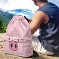 thumbnail image 4 of Xoenoiee Cute Pig Print Drawstring Backpack for Men Women, Waterproof Gym Bag Sackpack Sports Bag Draw String Backpacks for Cycling Basketball Soccer Yoga, Pink, 4 of 8