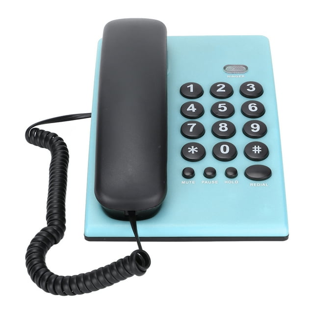 Desktop Landline, Wearable Button Last Number Wired Telephone Pauseable Battery Free for Office for Home Red,,Blue,Orange,Rose Red