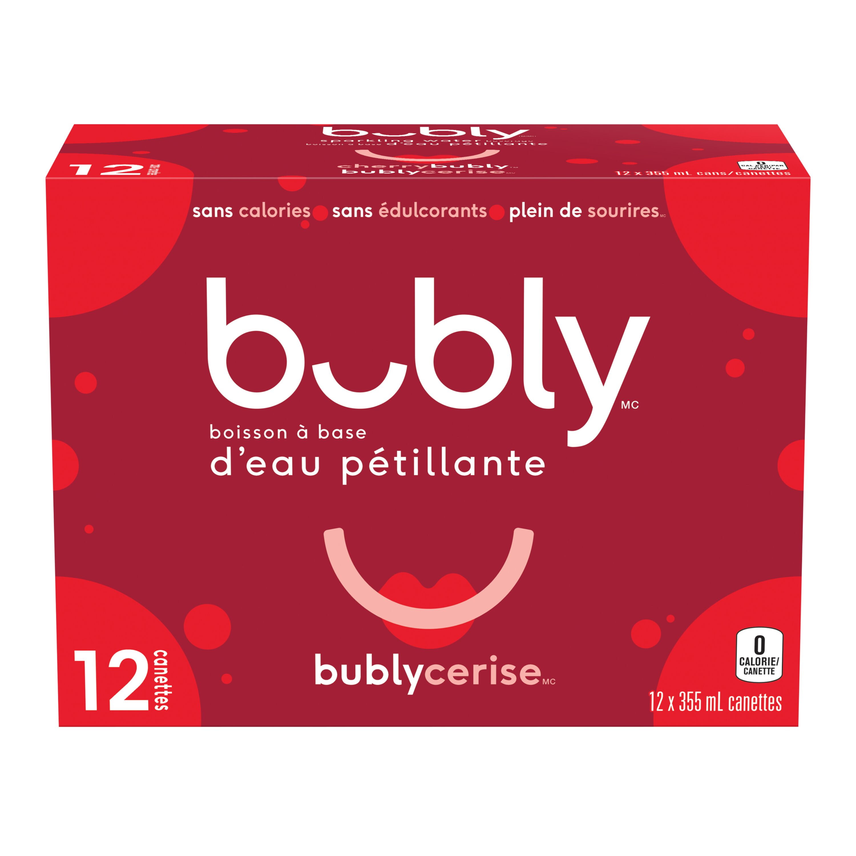 Bubly Eau Pétillante à la Cerise Canettes de 355 ml, Lot de 12