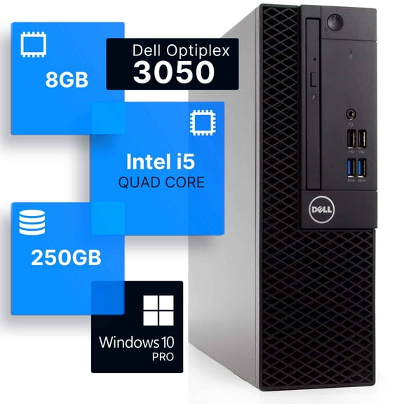 Dell Optiplex 3050 Desktop Computer | Quad Intel i5 (3.2) | 8GB DDR4 RAM | 250GB SSD Solid State | Windows 10 Professional | Home or Office PC