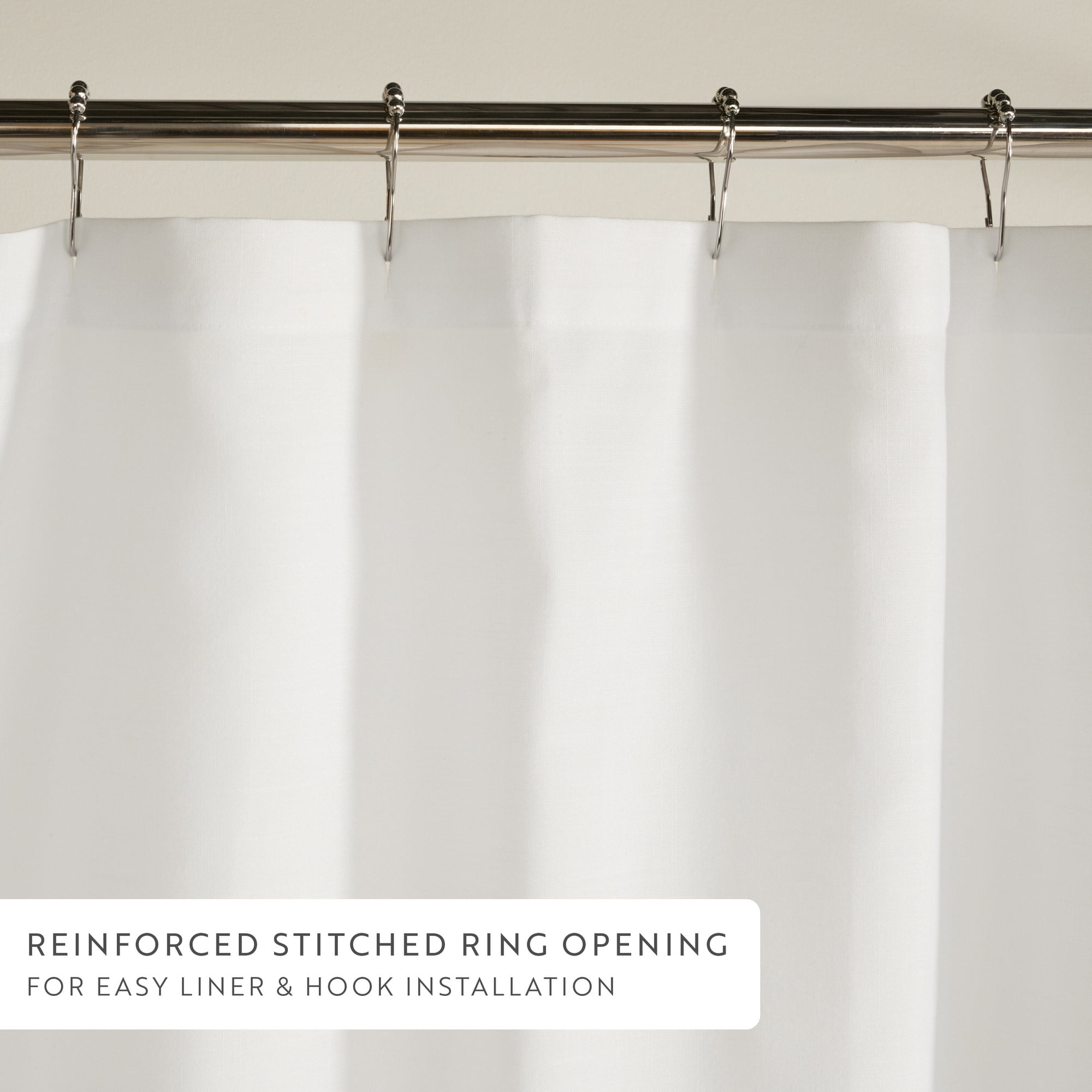 Linen-Look Polyester Shower Curtain in Essential Colors