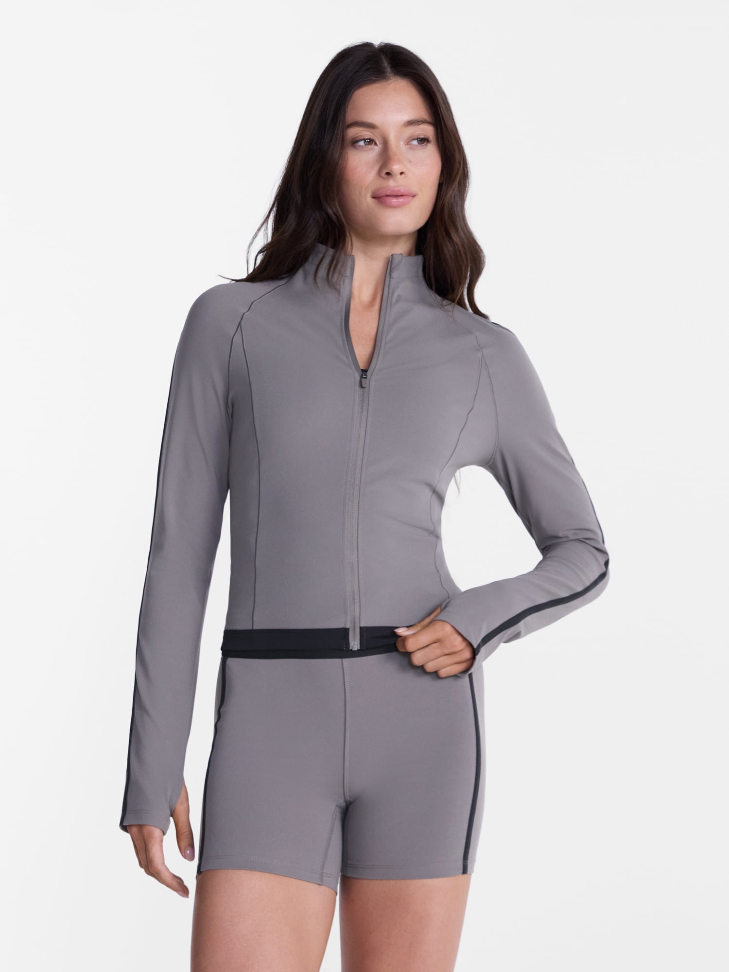 Avia Women's and Women's Plus SoftSculpt Tipped Cropped Active Jacket, Sizes XS-4X