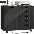 thumbnail image 1 of HOMCOM Mobile File Cabinet with 5 Drawers Printer Stand with USB Port Black, 1 of 10