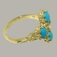 thumbnail image 4 of LBG British Made 9k Yellow Gold Cubic Zirconia & Turquoise Womens Statement Ring - 33 size options - Size 11, 4 of 6