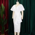 thumbnail image 5 of AURA Plus Size Summer V Neck Ruffle Evening Dress Elegant High Waist Beaded Banquet Party Gown XL XXXL, 5 of 10