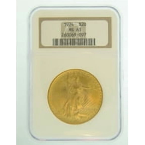 1924 $20 MS-63 NGC Gold Double Eagle Saint Gaudens Coin