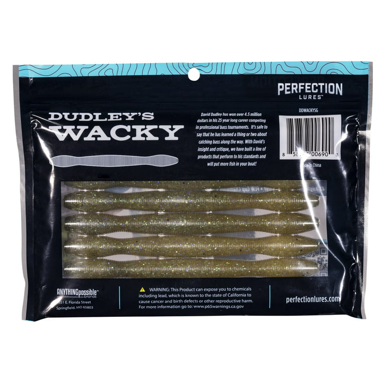 Perfection Lures Dudley's Wacky Worm Lure Bass Fishing Lure Sungill Soft Worm- 3 Pack Bundle, Size: Small