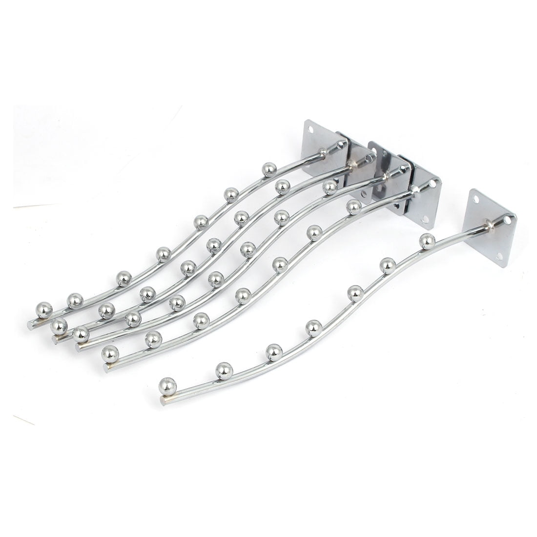 Wall Mount Waved Waterfall Hanger Rack 7 Beads Garment Display Hooks 5pcs
