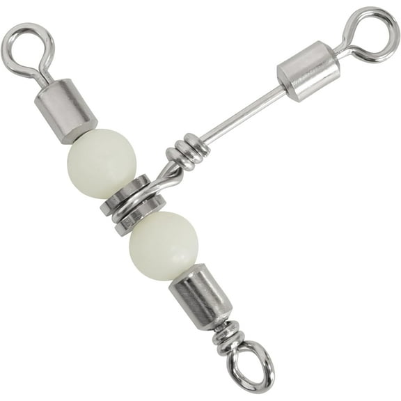 BLUEWING Stainless Steel 3 Way Fishing Swivels with Glow Beads 88lbs Fishing Barrel Swivels Saltwater Freshwater Fishing Tackle, 5 pcs