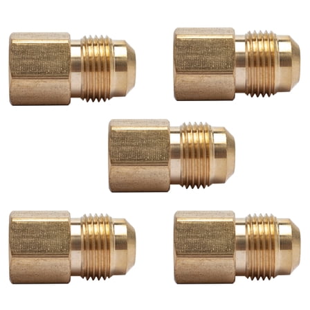 LTWFITTING Brass Flare 1/2" OD x 3/8" Female NPT Female Connector Tube Fitting(Pack of 5)