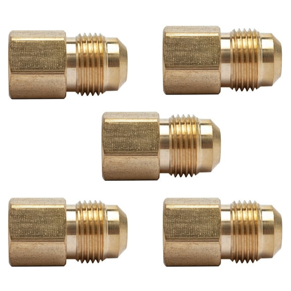 LTWFITTING Brass Flare 1/2" OD x 3/8" Female NPT Female Connector Tube Fitting(Pack of 5)